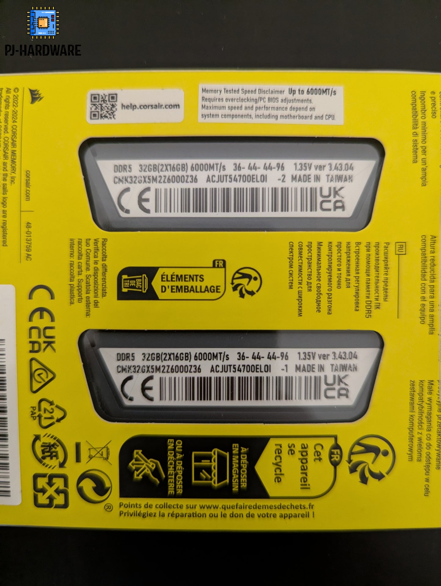 Corsair Vengeance grau 32GB Kit (2x16GB) DDR5-6000 CL36-44-44-96